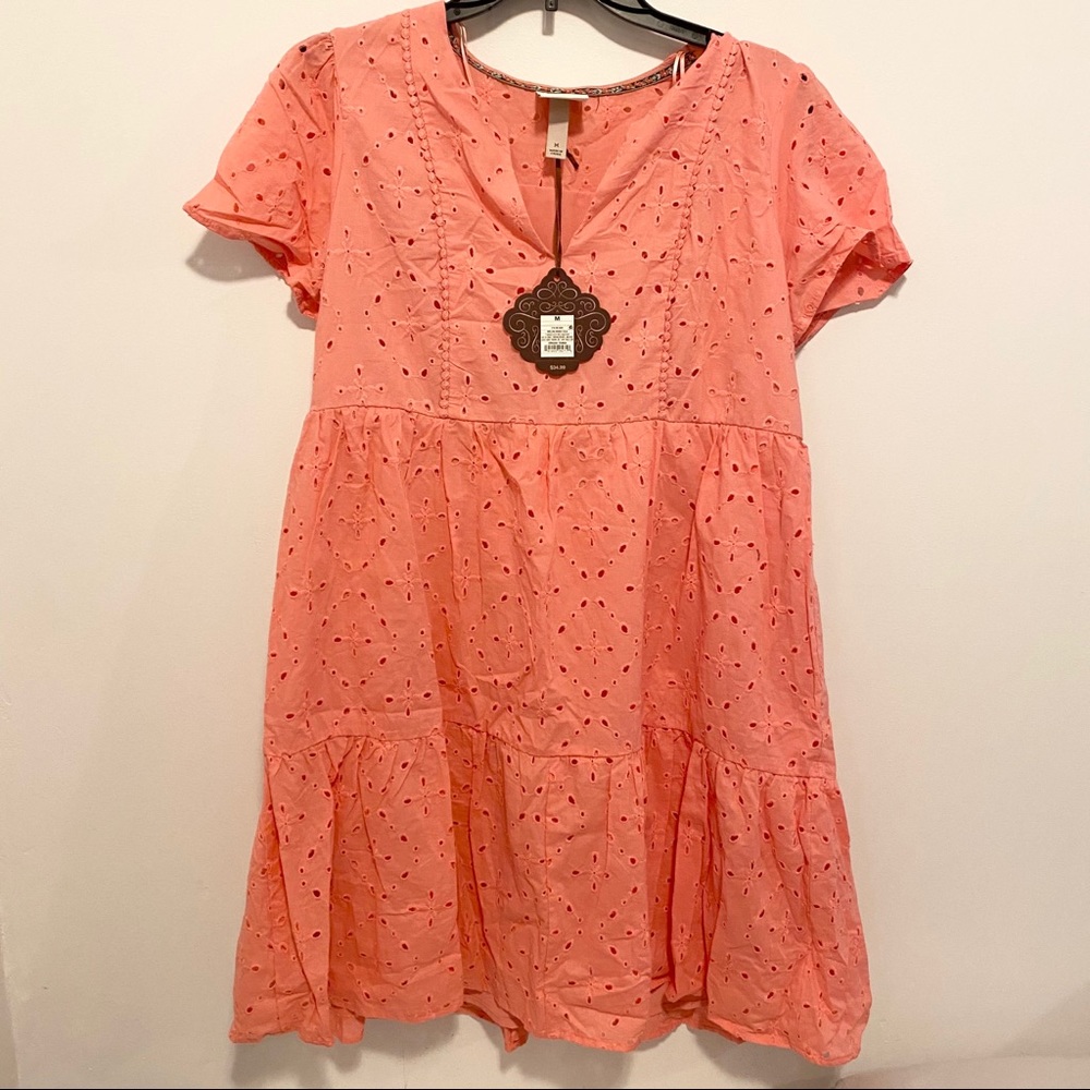 Knox Rose Melon Eyelet Shift Dress|Medium|NWT